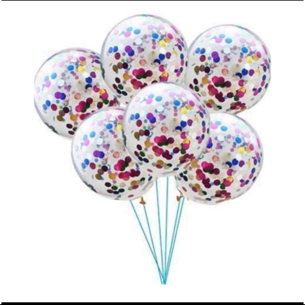 Balon Latex Confetti Transparan