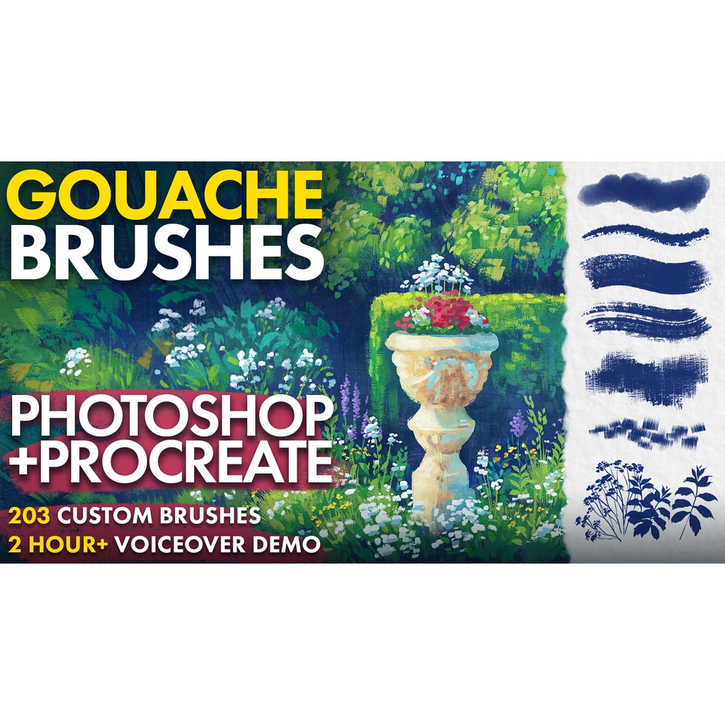 Procreate Brush - Hand-painted Gouache Brushes for Procreate