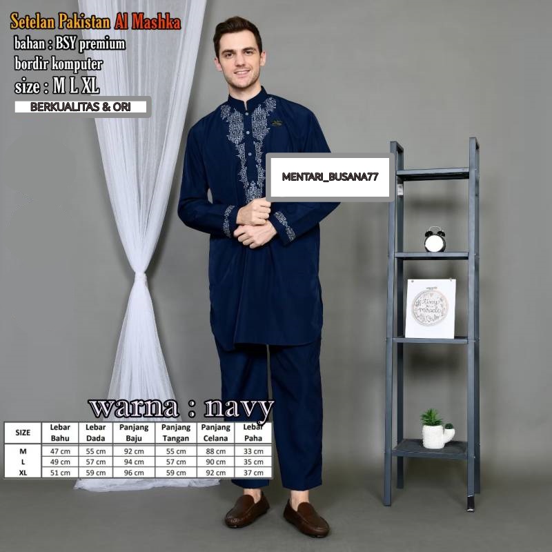 TERLARIS &amp; TERMURAH !! Setelan Kurta Pakistan Pria Premium AL-MASHKA / Setelan Koko / Baju Pria Muslim Terbaru 2022 / Setelan Pria Modern Lengan Panjang