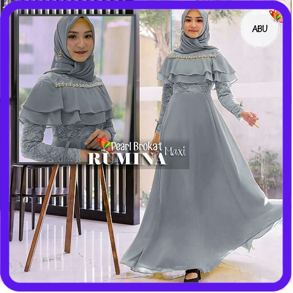 Jumbo Gamis Murah Gaun Pesta Muslimah Baju Pesta Wanita Kondangan Modern Kekinian ld 120 XXL 2021