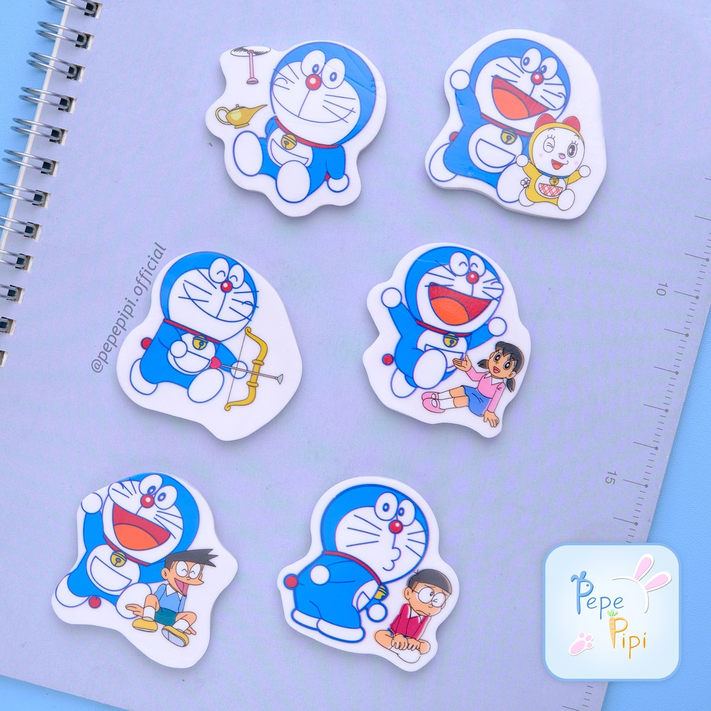 Penghapus Doraemon 2D Eraser Setip Stip Karet Hapusan Pensil Karakter