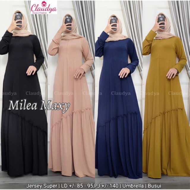 MILEA Maxy - Gamis Jersey Rempel Miring / Susun Miring Busui+saku / R.13 - 093-5003