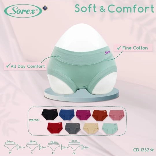 cd celana dalam wanita basic sorex 1232 katun soft comfort