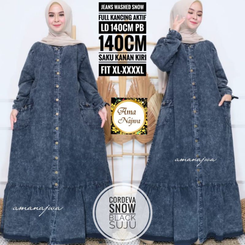 cordeva snow super jumbo Ld 140 gamis jeans jumbo