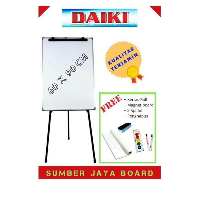 

Flipchart Magnetic Daiki Uk 60X90 Cm Bonus Spidol Penghapus Kertas