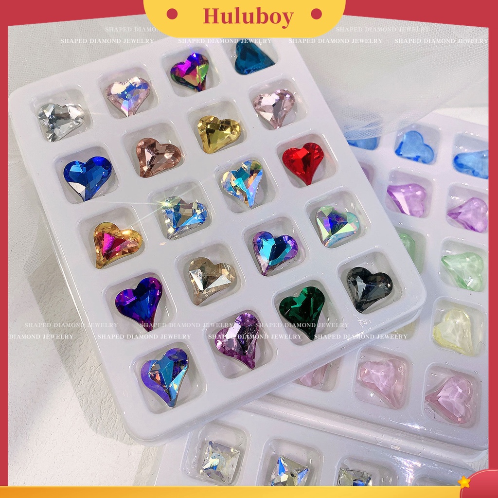 Huluboy Huluboy♡ 20pcs Ornamen Kuku 3D Bentuk Hati Bahan Plastik Tahan Pudar Untuk Dekorasi Nail Art