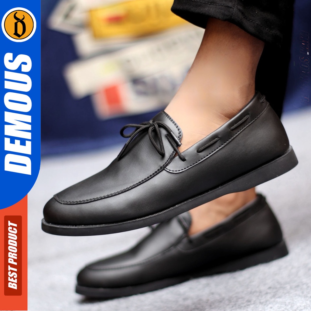 Sepatu Formal Pria Sepatu Casual Pria Kulit Pu Slop Sepatu Pantofel Kerja Kantor Kuliah Kondangan Sepatu Hitam Pria DEMOUS ELDAR