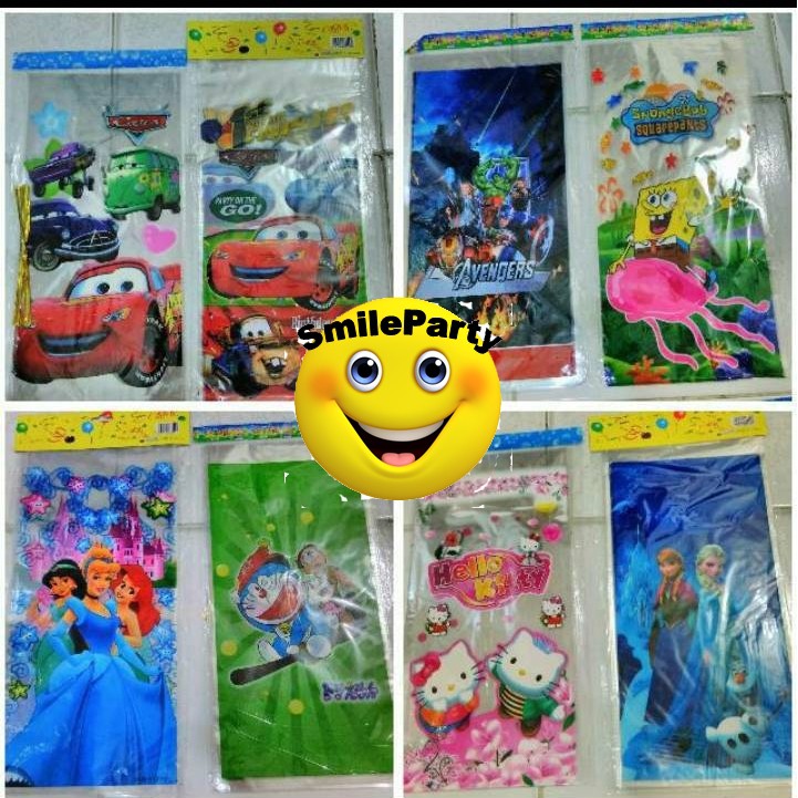 Plastik Snack Ulang Tahun Kecil / Plastik Karakter / Bingkisan / Souvenir Party ( 18 x 36 cm )