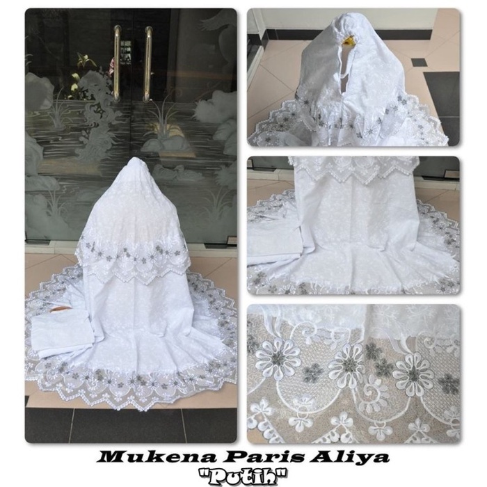 MUKENA- MUKENA BORDIR KATUN PARIS ALIYA PUTIH TULANG/MUKENA ANAK/MUKENA BALI -MUKENA.