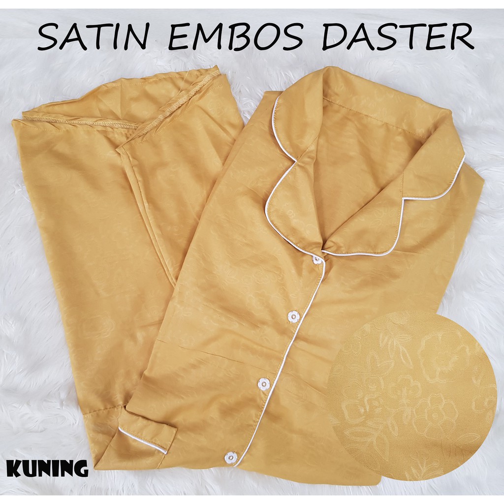 Fortglass DST Saten Sleepwear Baju Tidur Daster Wanita Dewasa Lengan Pendek Satin Embos-4
