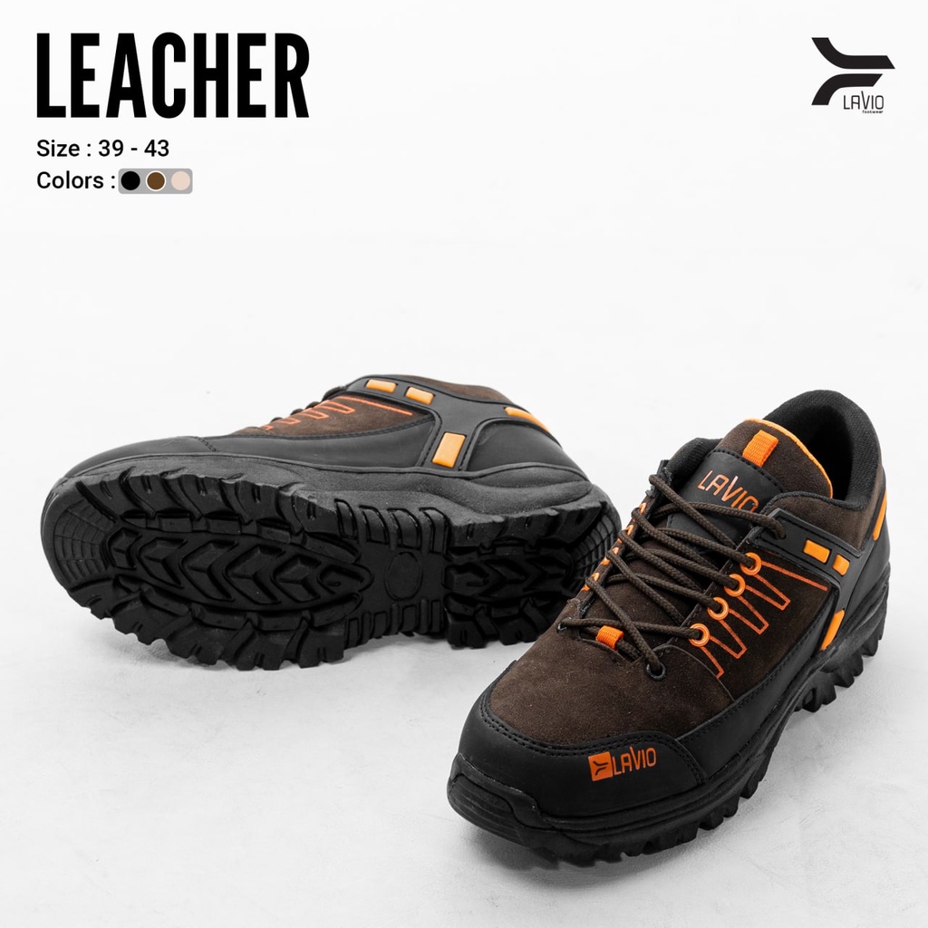 Leacer Lavio Sepatu Safety Boot Ujung Besi Outdoor Hiking Kerja Lapangan Proyek Sefty Shoes Cowok Sol Karet Anti Slip Spatu Gunung Pria Hikking