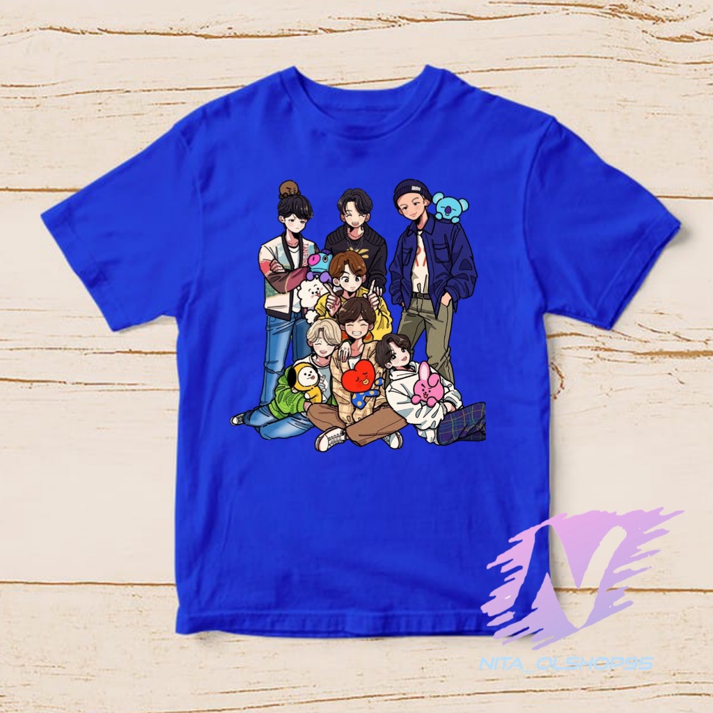 kaos anak kpop animasi kartun BTS