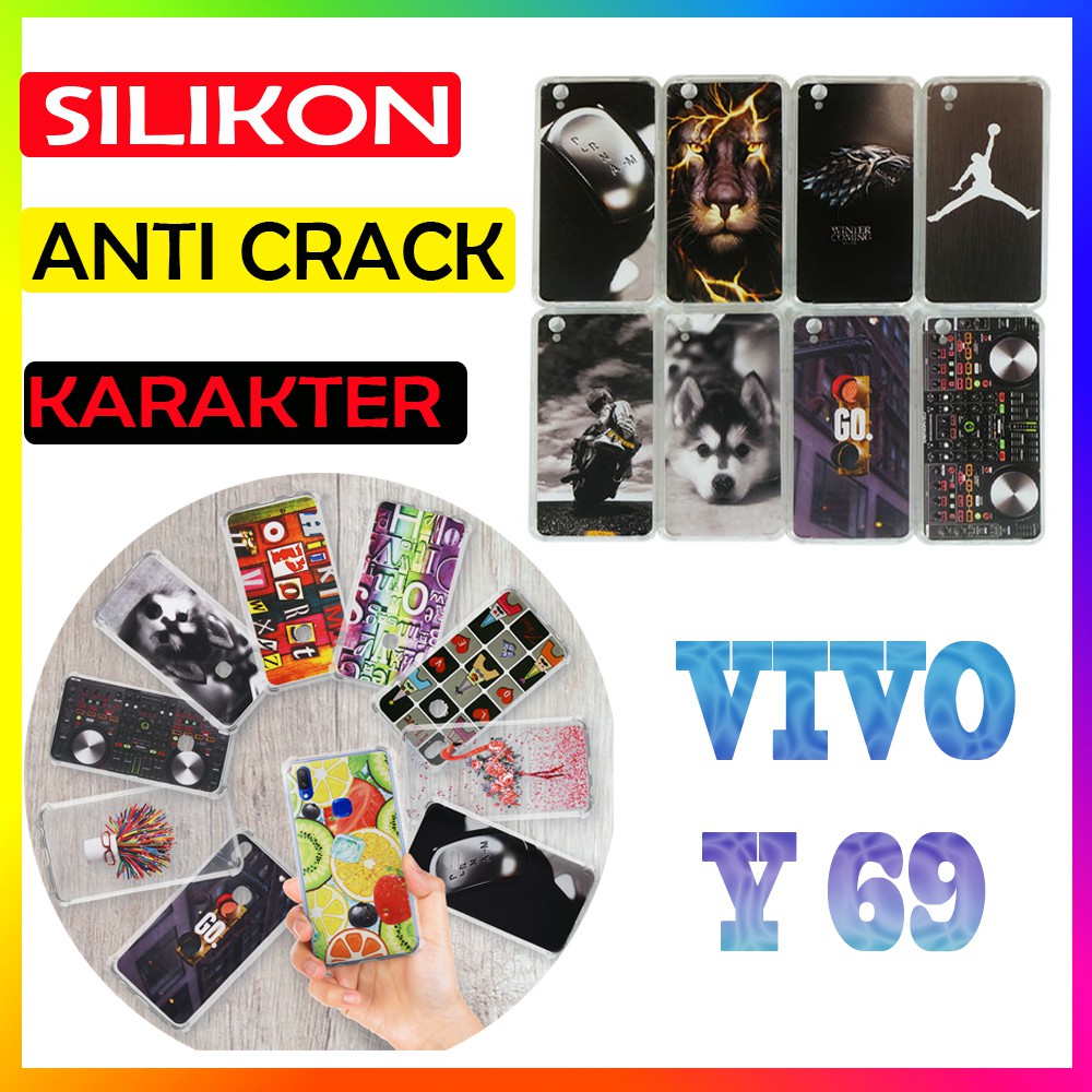 ANTI CRACK Vivo Y69 Case Casing Anti Shock 3D Motif Softcase Gambar Silikon Handphone Kasing HP Anticrack Sarung Kesing Antishock Softshell Soft Silicon Jelly Case