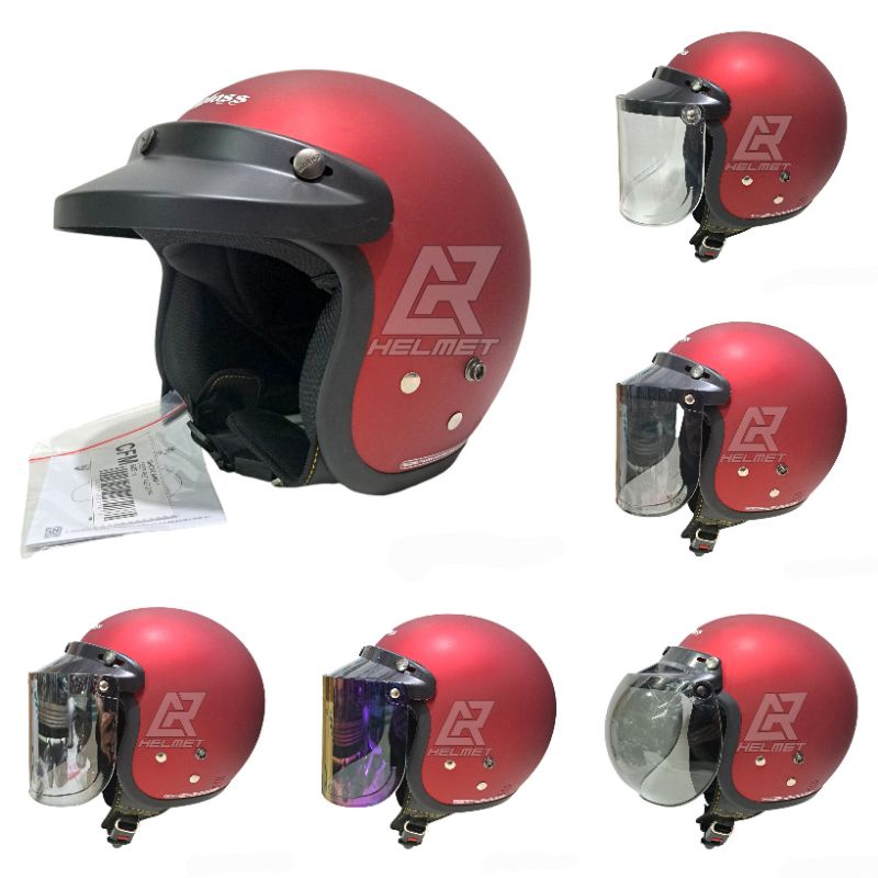 helm CARGLOSS ORIGINAL red doff kaca datar
