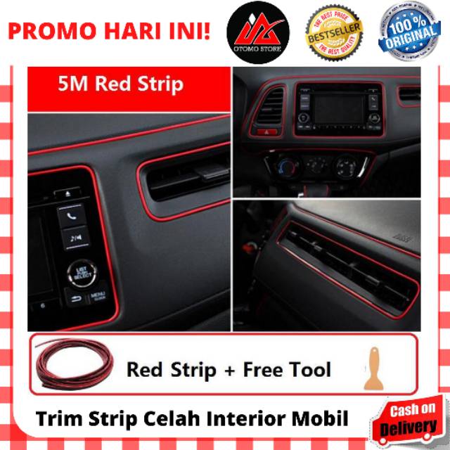 TRIM STRIP Dekorasi Celah Interior Mobil List Car Interior Decoration Flexible Merah Biru Murah