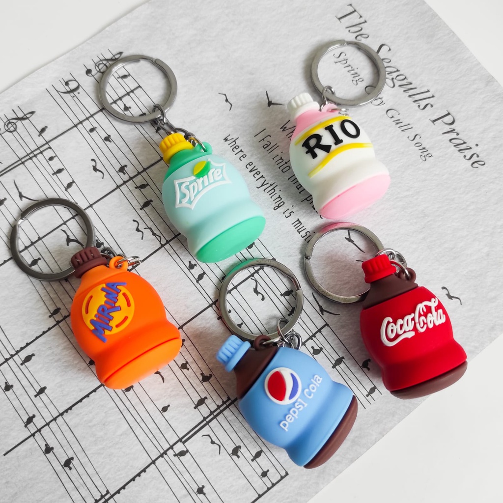 GANTUNGAN KUNCI KARET MINUMAN / RUBBER KEYCHAIN BOTOL SODA LUCU UNIK MURAH