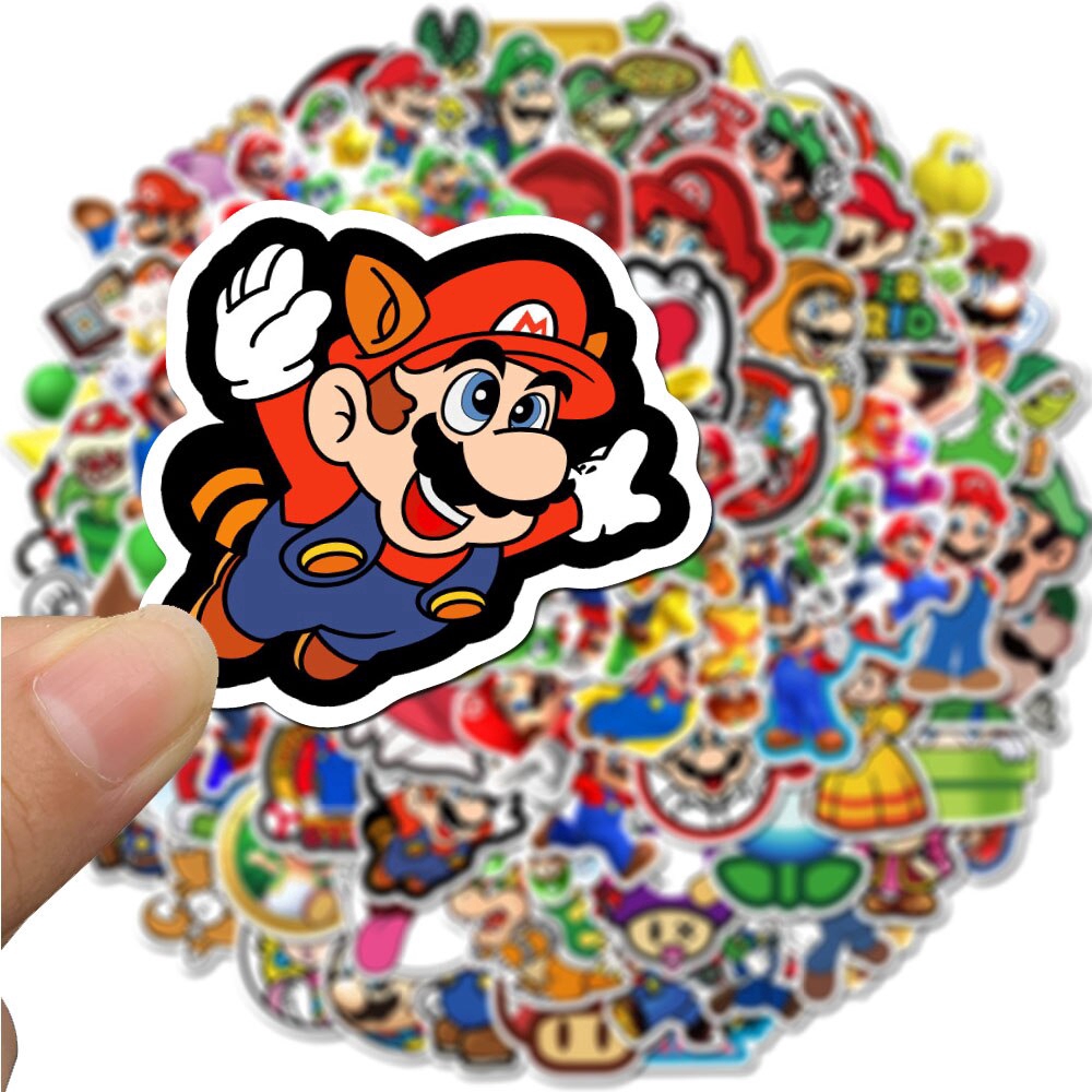 50/100 PCS Cartoon Super Mario Stickers For Chidren Kids Toy Waterproof Sticker to DIY Laptop Bicycle Helmet Car Decals