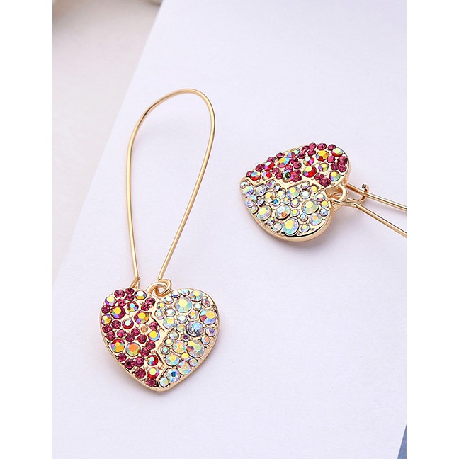 LRC Anting Tusuk Fashion Gold Heart-shaped Diamond Earrings F53442