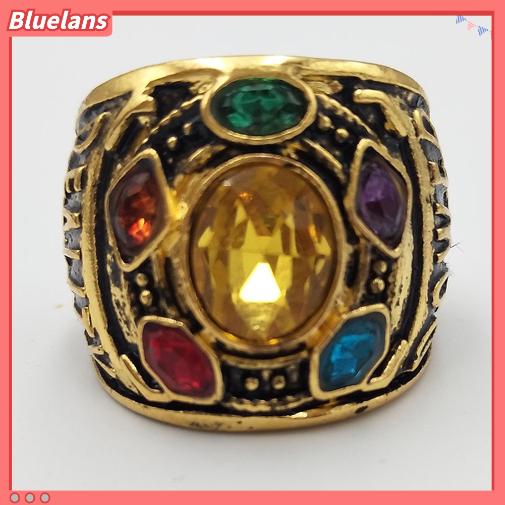 Cincin Desain Tulisan Power Mind Soul Infinity War Thanos Warna-Warni Untuk Pria