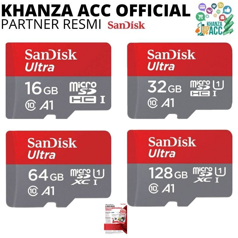 KHANZAACC PROMO MEMORY HP MICRO SD SANDISK 16GB 32GB 64GB 128GB ULTRA CLASS 10 NON ADAPTER