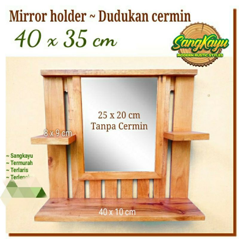 Tempat Cermin dinding minimalis kayu 40x35cm cermin rias mirror holde