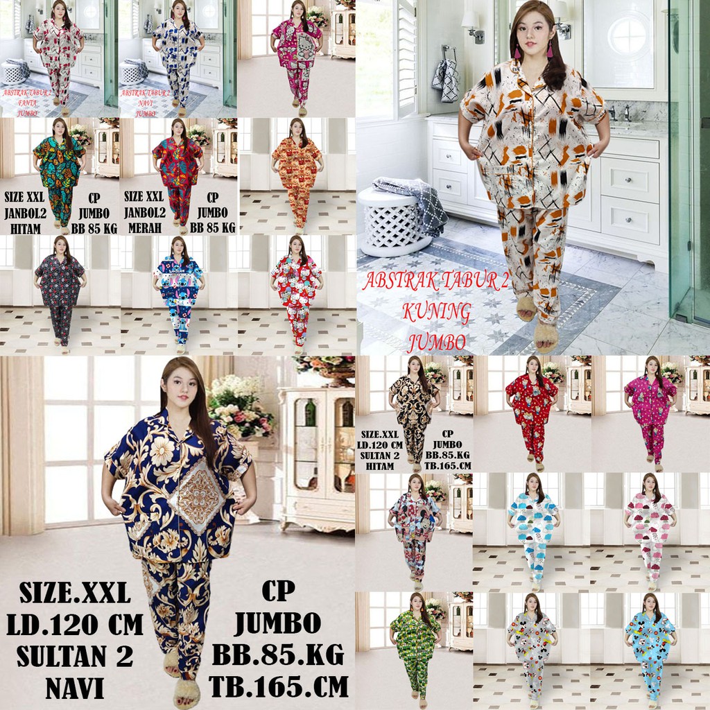 ISANNY PIYAMA SET SIZE.XXL/PIYAMA CP JUMBO ABSTRAK/STICH/BUNGA/PAKAIAN WANITA/REAL PICT