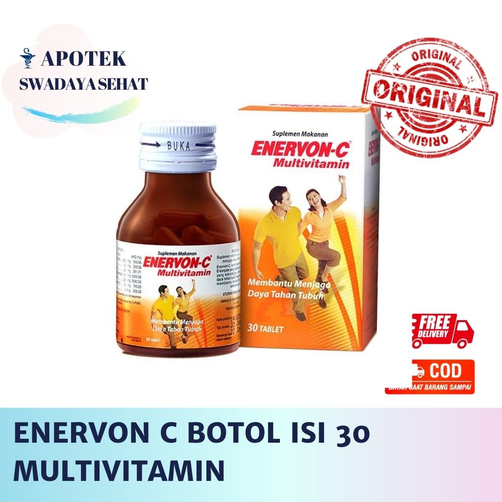 ENERVON C Isi 30 Tablet Multivitamin Vitamin C Menjaga Daya Tahan Tubuh Botol