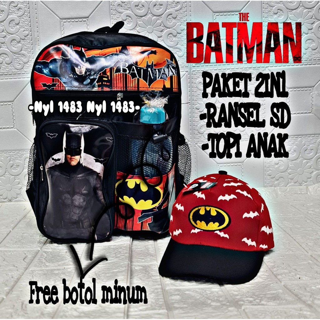 KSO_BAG - Tas Ransel Anak LakiLaki  2IN1 Terbaru 2021 Kekinian Backpack Carakter BATMAN Termurah