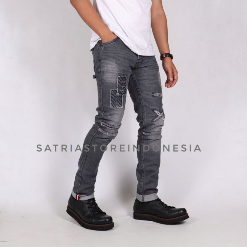 Celana sobek pria  Ripped jeans  jeans sobek  celana pria sobek(Pakai tambal/dilapis)