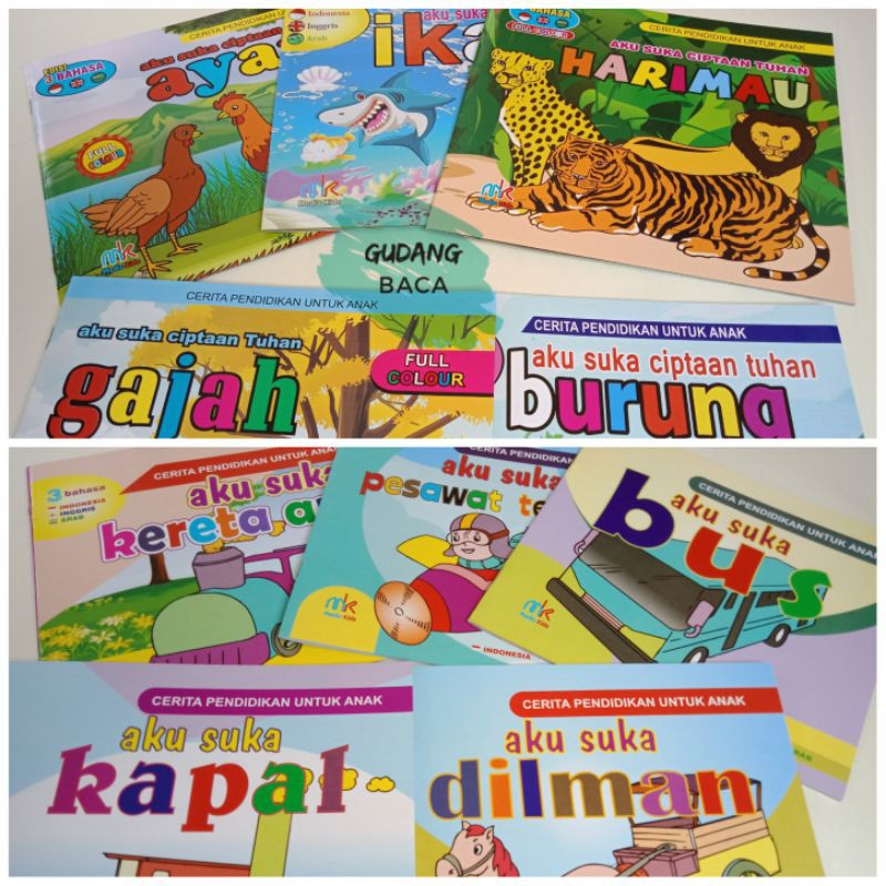 Buku Anak Paket 5 Cerita Pendidikan Untuk Anak 3 Bahasa Indonesia Inggris Arab Seri Transportasi/ MK