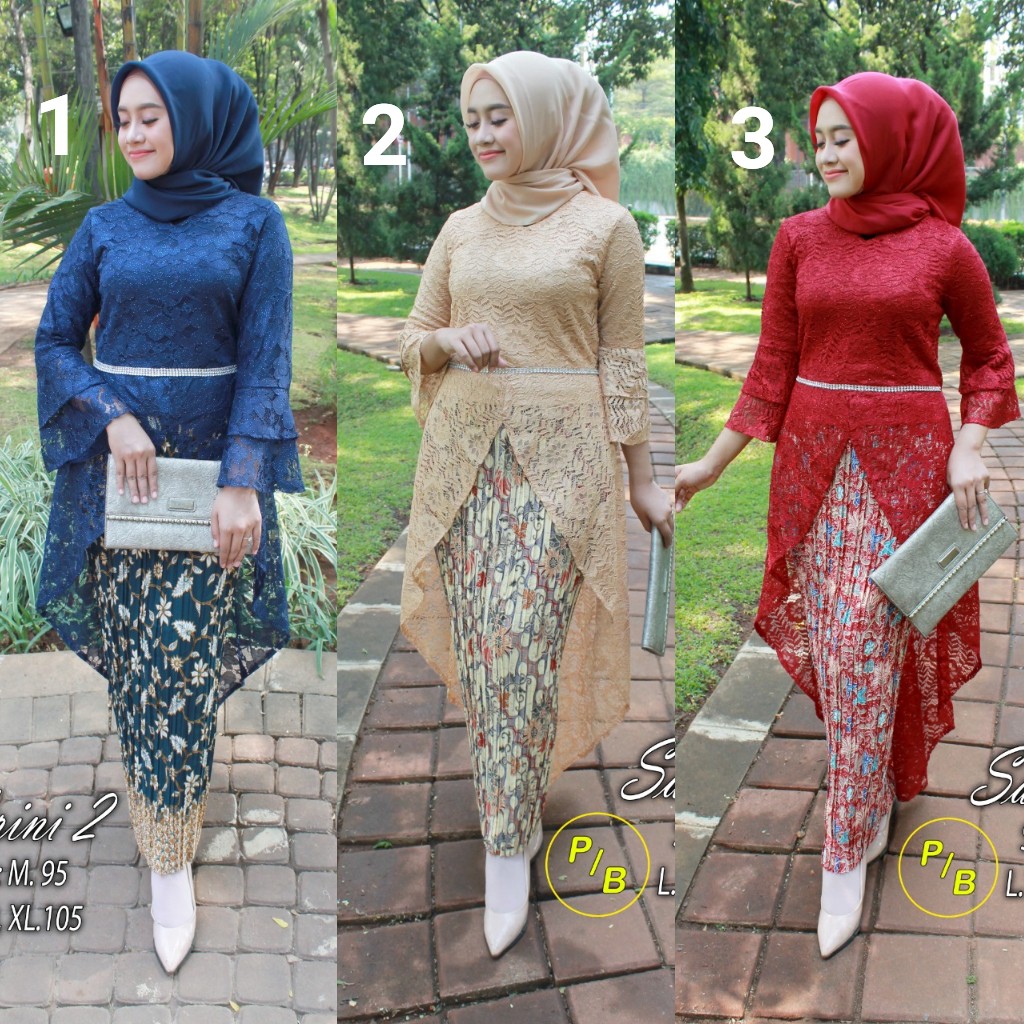 Set Kebaya Panjang Plisket Aneka Pilihan Warna