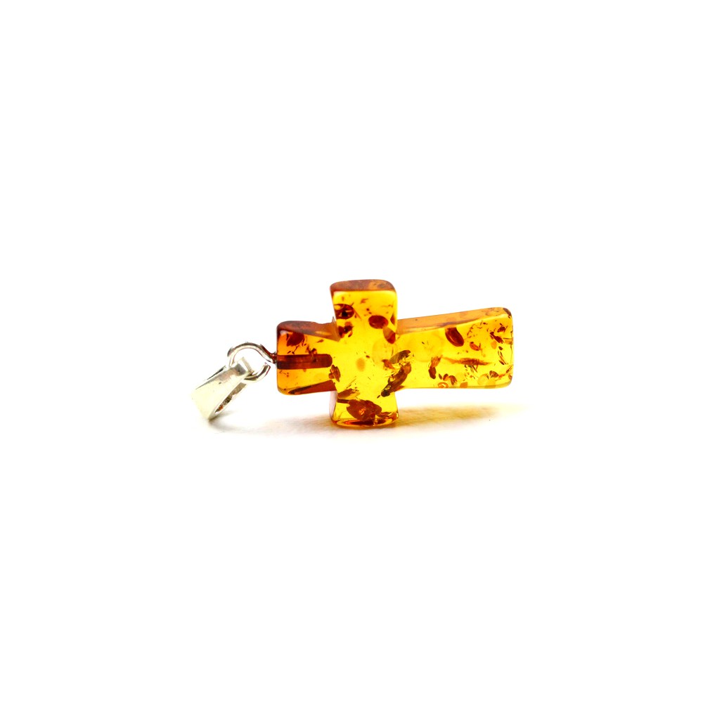 Natural Baltic amber pendant Cross 0.7gr JS004