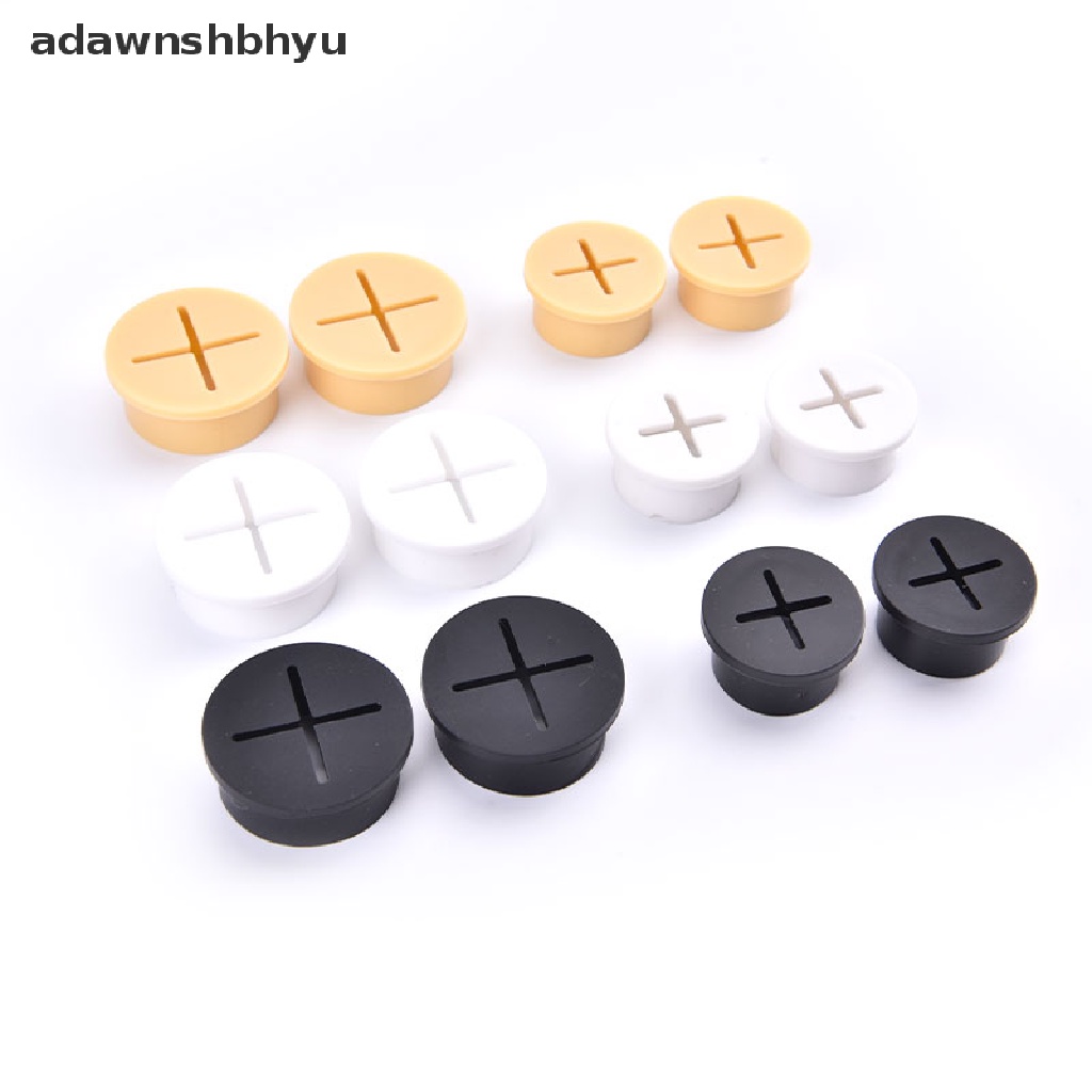 [adawnshbhyu] 2pcs Penutup Lubang Kabel Silikon Fleksibel Desk Cord Grommet Karet Grommet