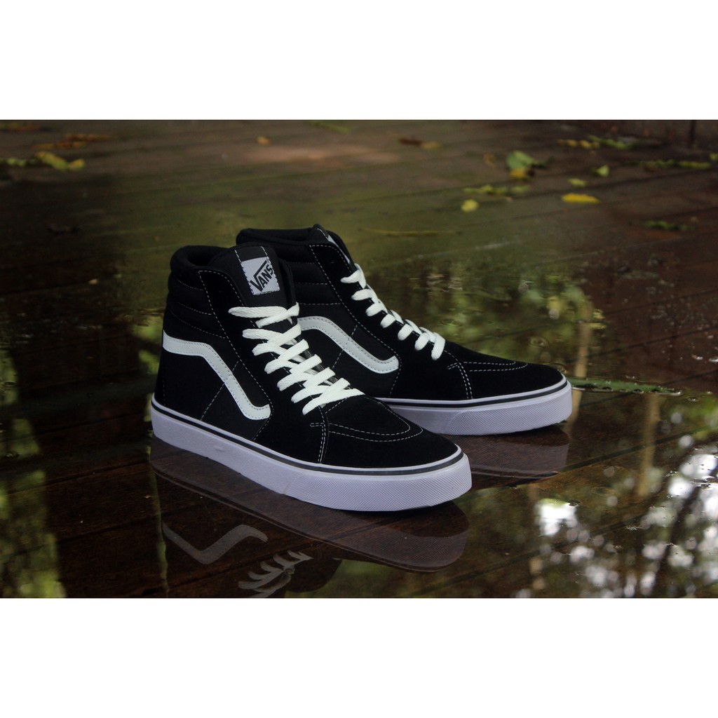 SEPATU VANS AUTHENTIC FULL BLACK HITAM POLOS WHITE PUTIH OLDSKOOL ERA SK8 ICC IFC DT