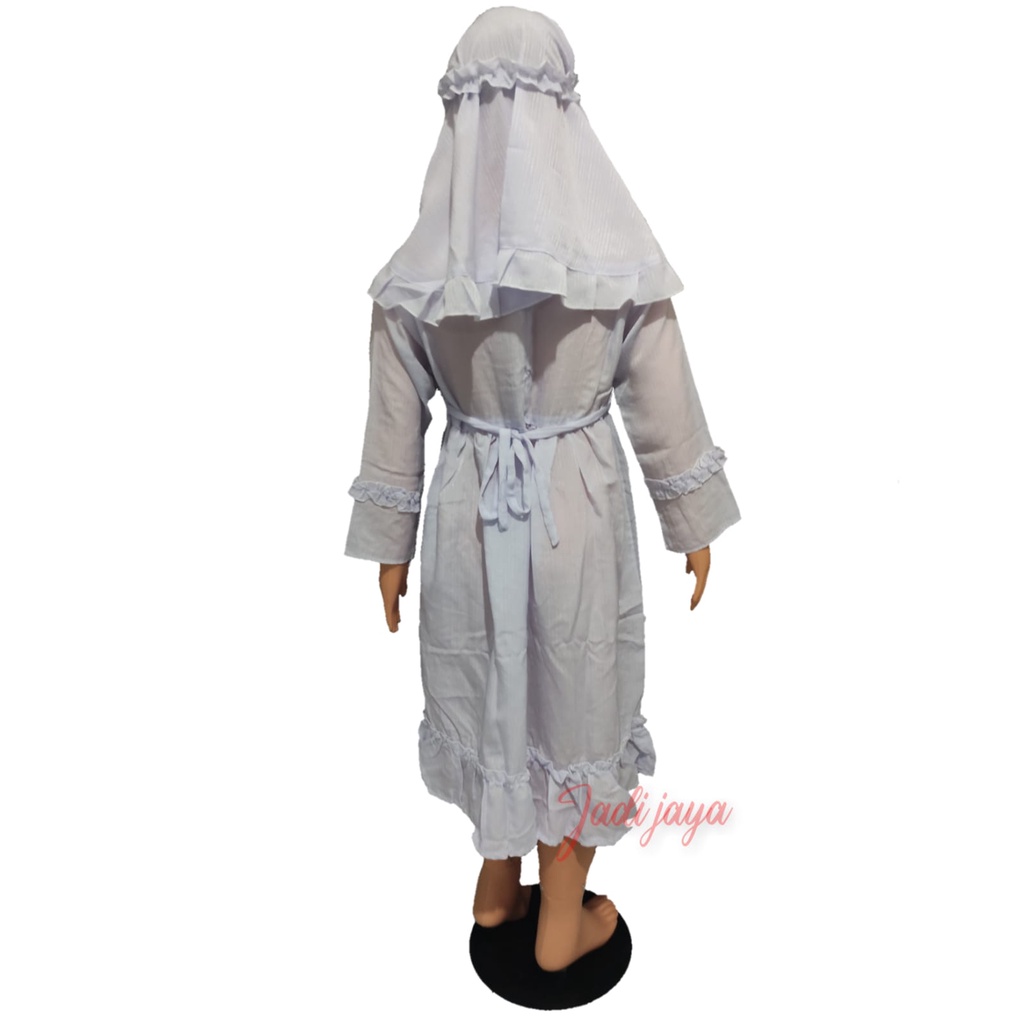 Gamis Putih Anak Perempuan Busana Muslim Putih Anak Baju Manasik Anak BAHAN Dobby