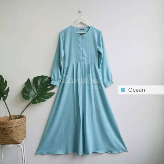 Zanuba Deluxe Linen Burberry (gamis only) OCEAN