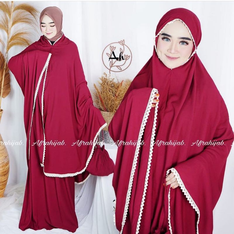 MUKENAH TRAVELING 2in1 Dagu REsleting/ BISA COD /Rayon viscose premium adem &amp; lembut