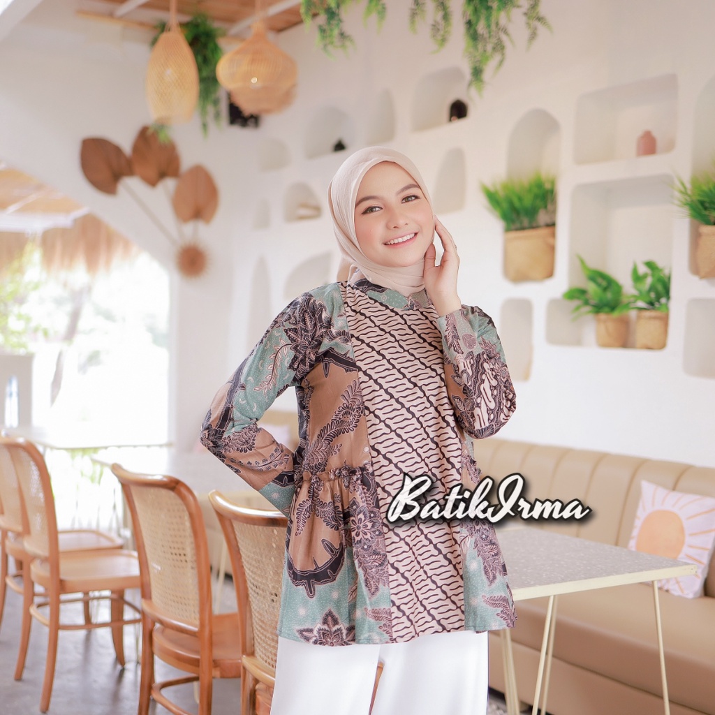 Atasan Batik Wanita Batik Modern Lengan Panjang Blouse Batik Bigaza Batik Irma