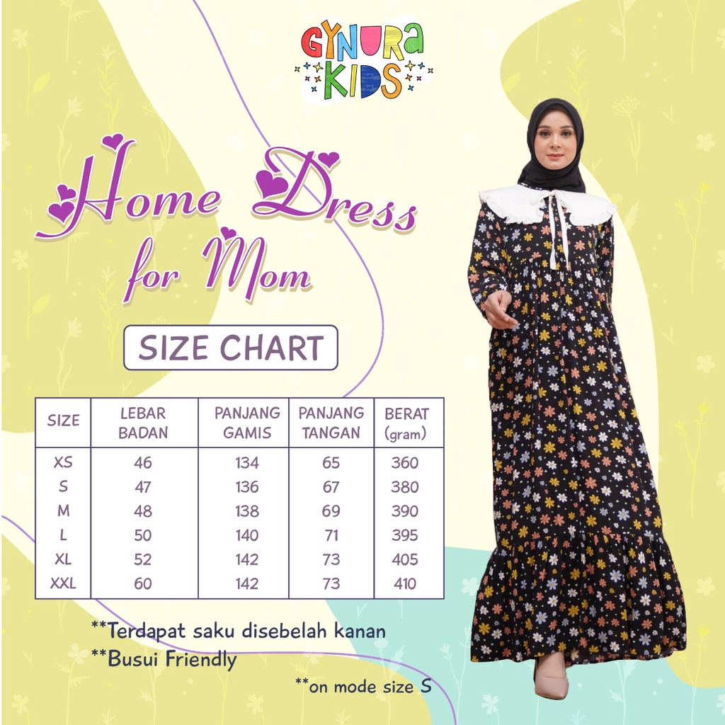 BAJU HOMEDRESS GAMIS ANAK TANGGUNG REMAJA DEWASA  TERBARU 2022 PREMIUM BRANDED COUPLE IBU ANAK HOME DRESS GYNURA 03