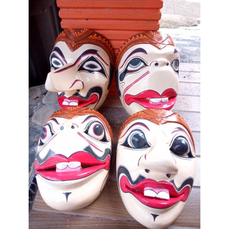 TOPENG PUNOKAWAN 1set Kayu TOPI Pesta KARAKTER (ISI 4)
