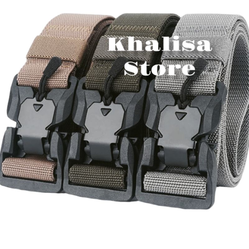 Ikat Pinggang Pria Wanita Nylon Canvas Bucle Magnetic Military Tactical - S10