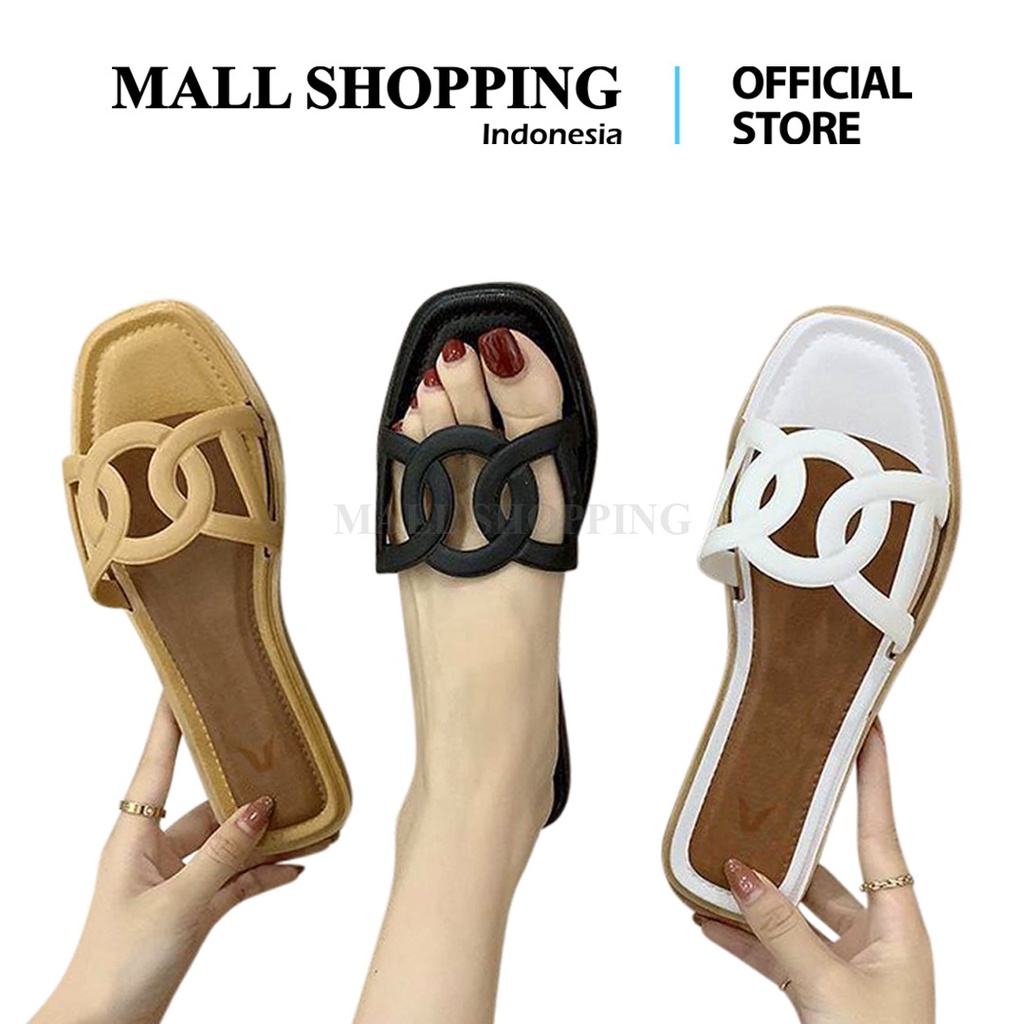 (COD) Sandal Slop Wanita Fashion Casual Slip On MALL SHOPPING