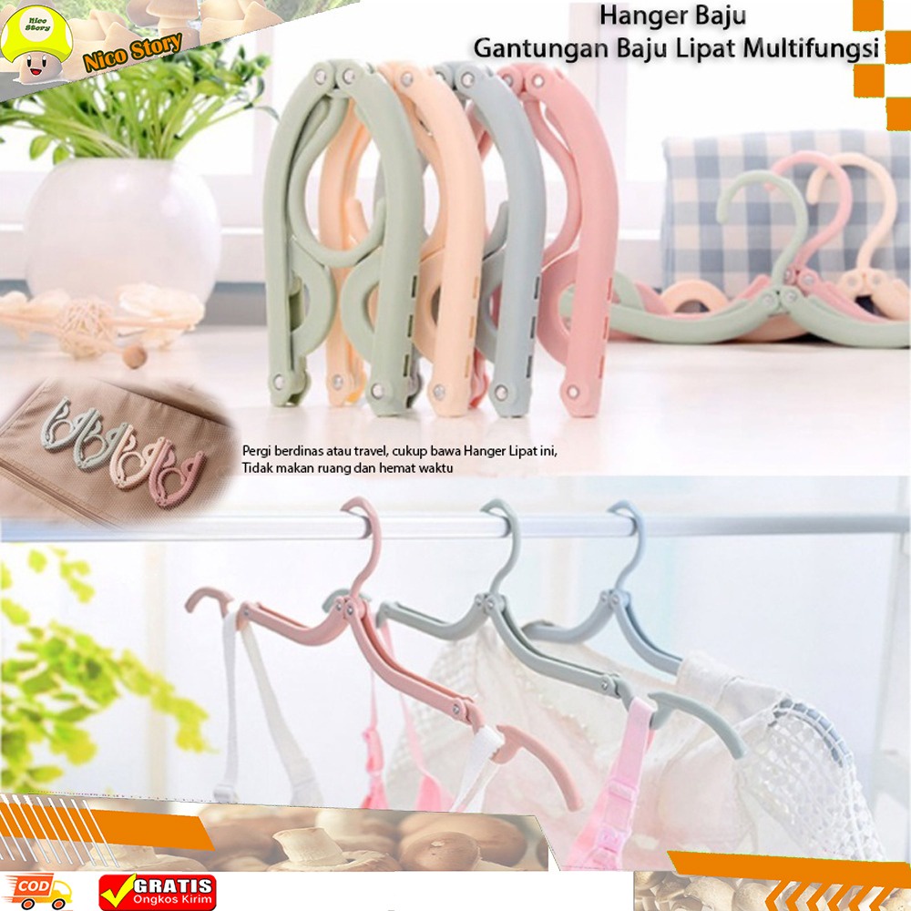 (NCS) Hanger Baju Lipat Lipat Portable Gantungan Baju Kaos Kaki Lipet Portable Traveling Tebal Murah Jemuran Foldable Cocok untuk Travelling