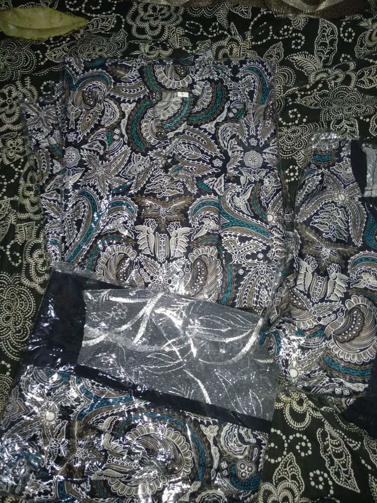 Batik Couple Kerja Kondangan Wanita Pria Kombinasi Hitam Modern M L Xl