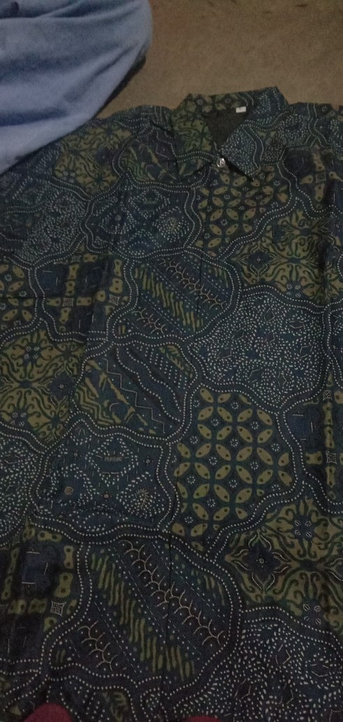 Kemeja Batik Pria Modern Lengan Panjang Pendek Full Furing - Baju Hem Batik Pria Solo Biru Navy