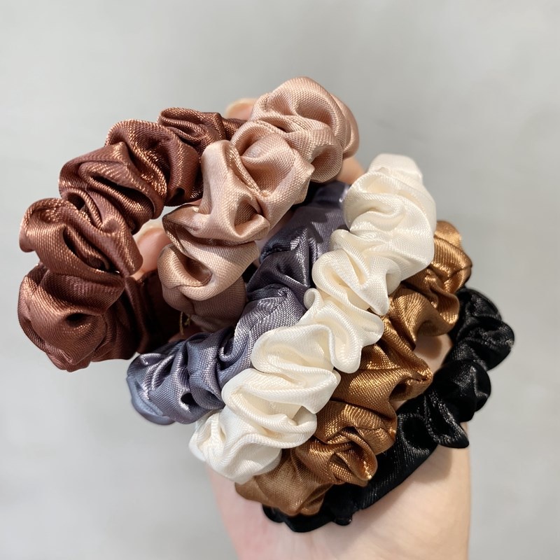 【Ready stock】COD ✨ 1 Set 6pcs/Ikat Rambut korea scrunchie polos Ponytail Scrunchie Kain Satin Sutra Elastis Tali Rambut praktis murah COD