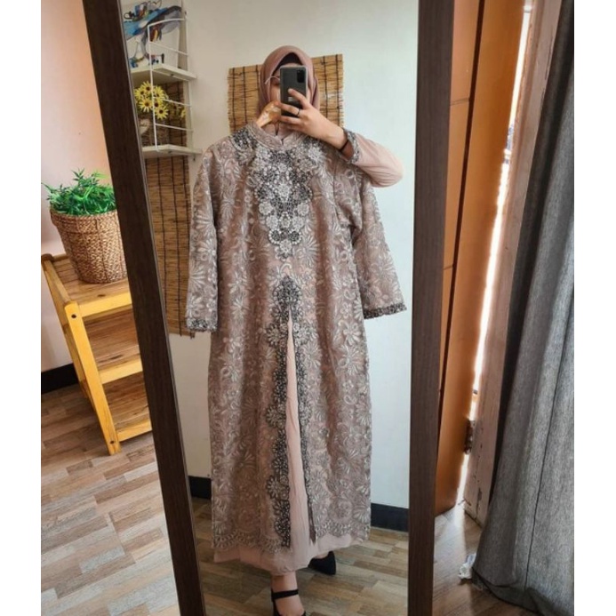 Gamis Cardigan Corneli Bordir Kayla Original Butik