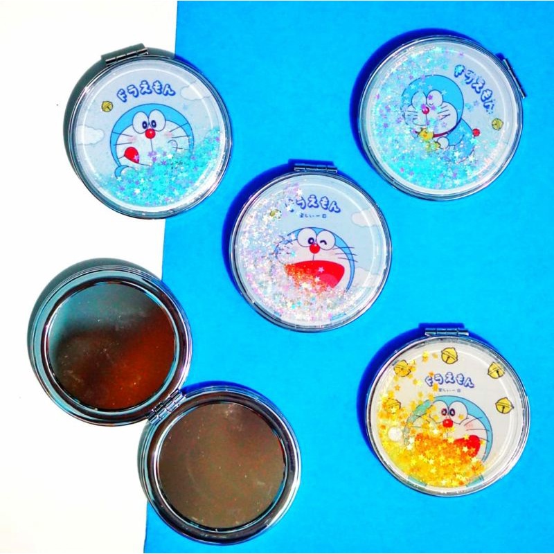 Cermin kaca lipat makeup doraemon bulat
