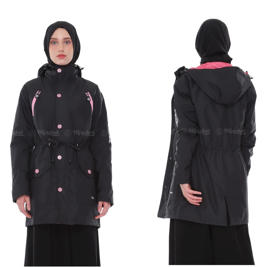 new sale jaket parka muslimah hijacket montix terbaru warna navy big size xxl bahan 75% tahan air-Black