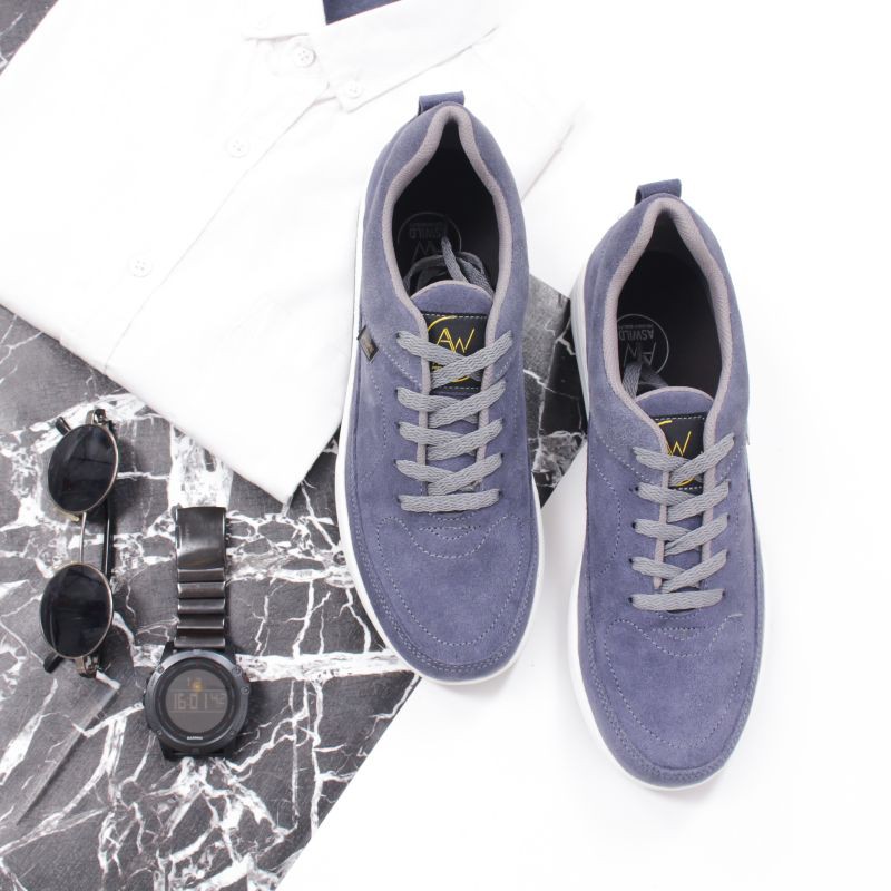 Aswild Store - Gamal Grey Blue Loafers Tali | Sepatu Pria Kasual